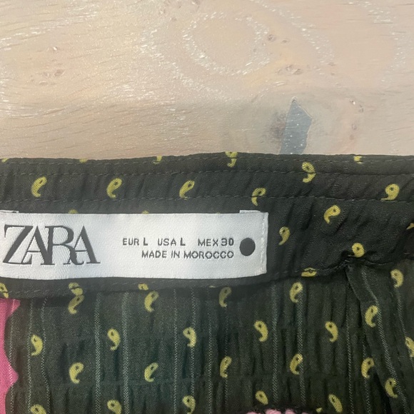 Zara Bohemian multi color skirt with from slit & tie Sz L - Picture 3 of 5